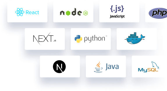 Logos of the web, mobile and cloud technologies AZZIN works with